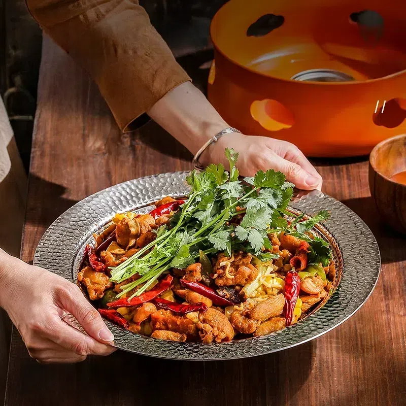 Thickened 304 Stainless Steel Hammered Hot Pot for Induction 0816